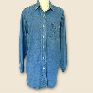 American Eagle Denim Jean Shirt - Size Large - Unique Back Design Size L